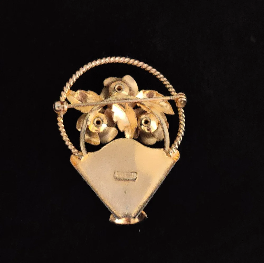 Vintage Bond Boyd Gold over Sterling Silver Flower Vase Pin - Picture 8 of 13